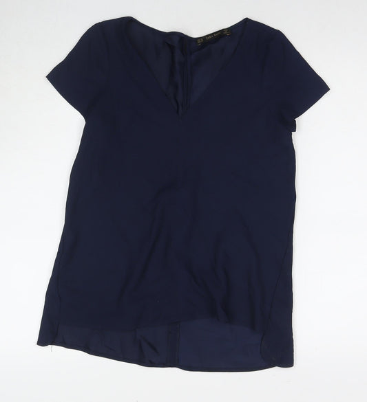 Womens UK Size XS Zara Blue Tunic T-Shirt