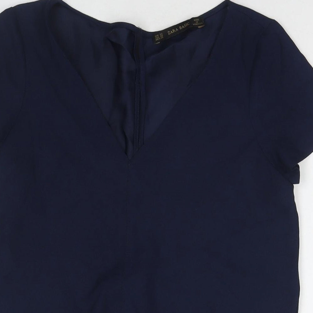 Womens UK Size XS Zara Blue Tunic T-Shirt