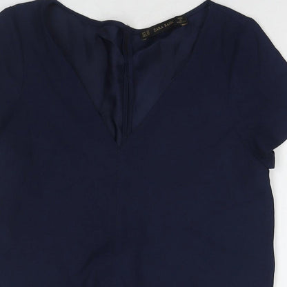 Womens UK Size XS Zara Blue Tunic T-Shirt