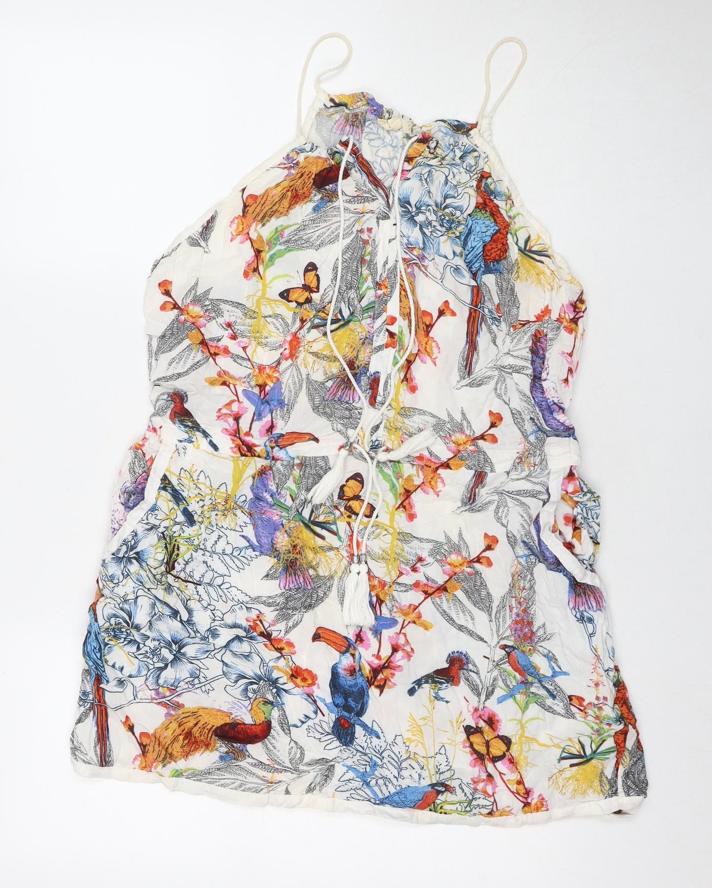 NEXT Womens Multicoloured Floral Viscose A-Line Size 16 Square Neck Pullover