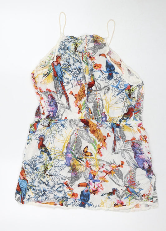 NEXT Womens Multicoloured Floral Viscose A-Line Size 16 Square Neck Pullover