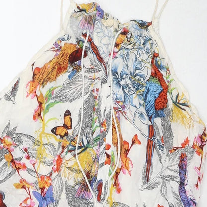 NEXT Womens Multicoloured Floral Viscose A-Line Size 16 Square Neck Pullover