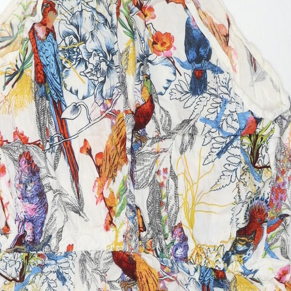 NEXT Womens Multicoloured Floral Viscose A-Line Size 16 Square Neck Pullover