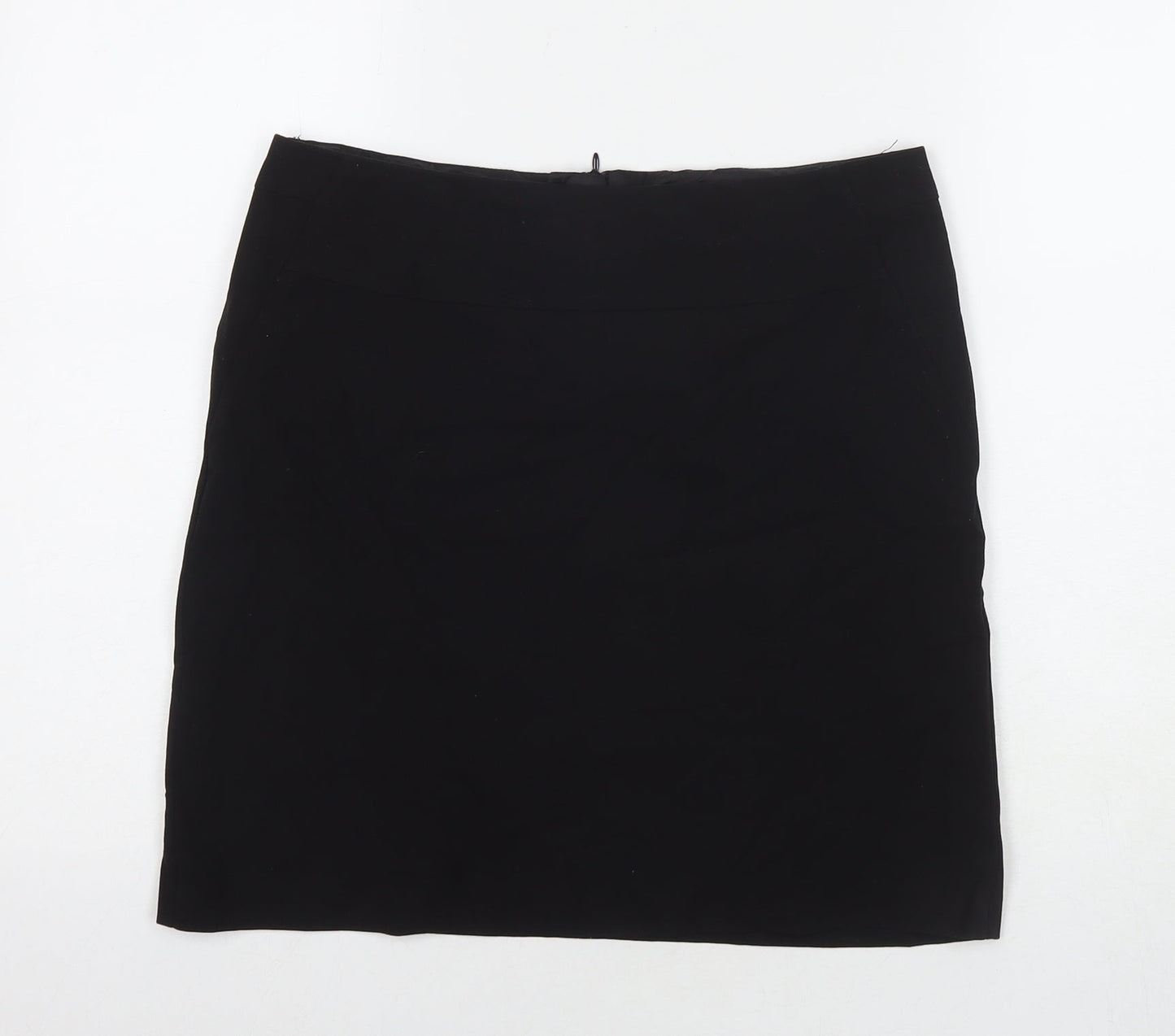 Marks and Spencer Womens Black Polyester A-Line Skirt Size 10 Zip