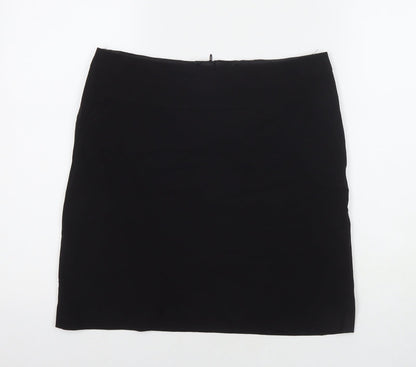 Marks and Spencer Womens Black Polyester A-Line Skirt Size 10 Zip