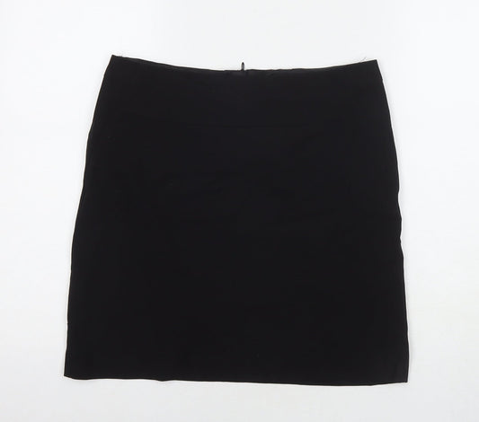 Marks and Spencer Womens Black Polyester A-Line Skirt Size 10 Zip
