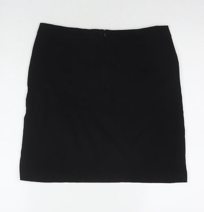 Marks and Spencer Womens Black Polyester A-Line Skirt Size 10 Zip
