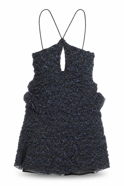 Zara Womens Blue Geometric Viscose Tank Dress Size L Round Neck Pullover