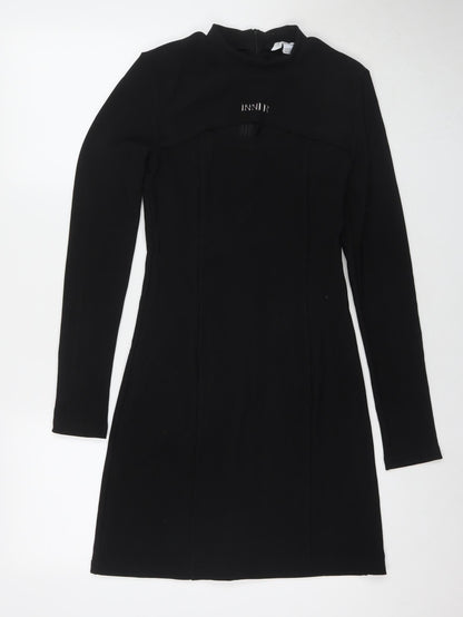 Urban Revivo Womens Black Polyester A-Line Size S Round Neck Zip - Inner