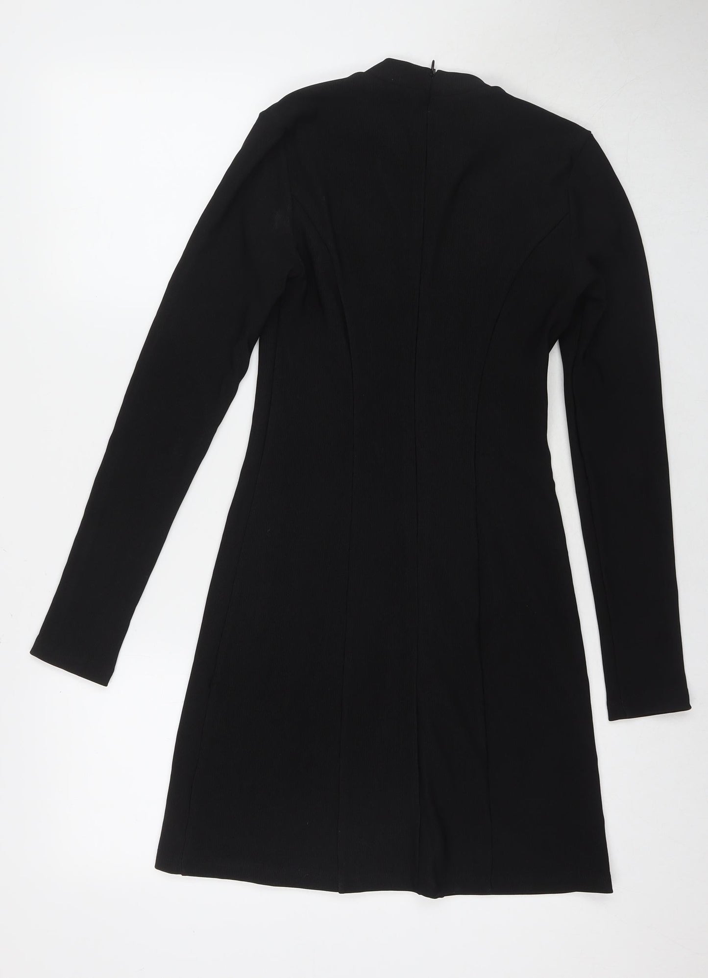 Urban Revivo Womens Black Polyester A-Line Size S Round Neck Zip - Inner