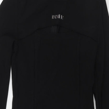 Urban Revivo Womens Black Polyester A-Line Size S Round Neck Zip - Inner