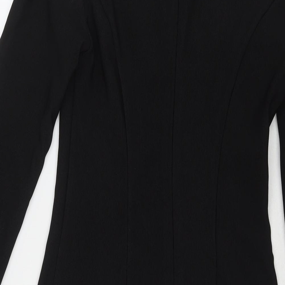 Urban Revivo Womens Black Polyester A-Line Size S Round Neck Zip - Inner