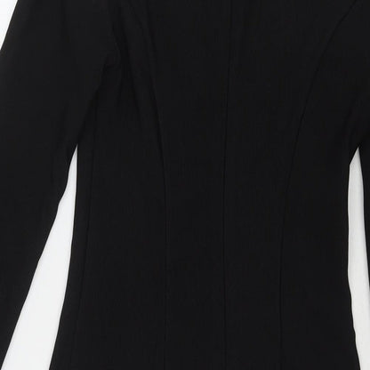 Urban Revivo Womens Black Polyester A-Line Size S Round Neck Zip - Inner
