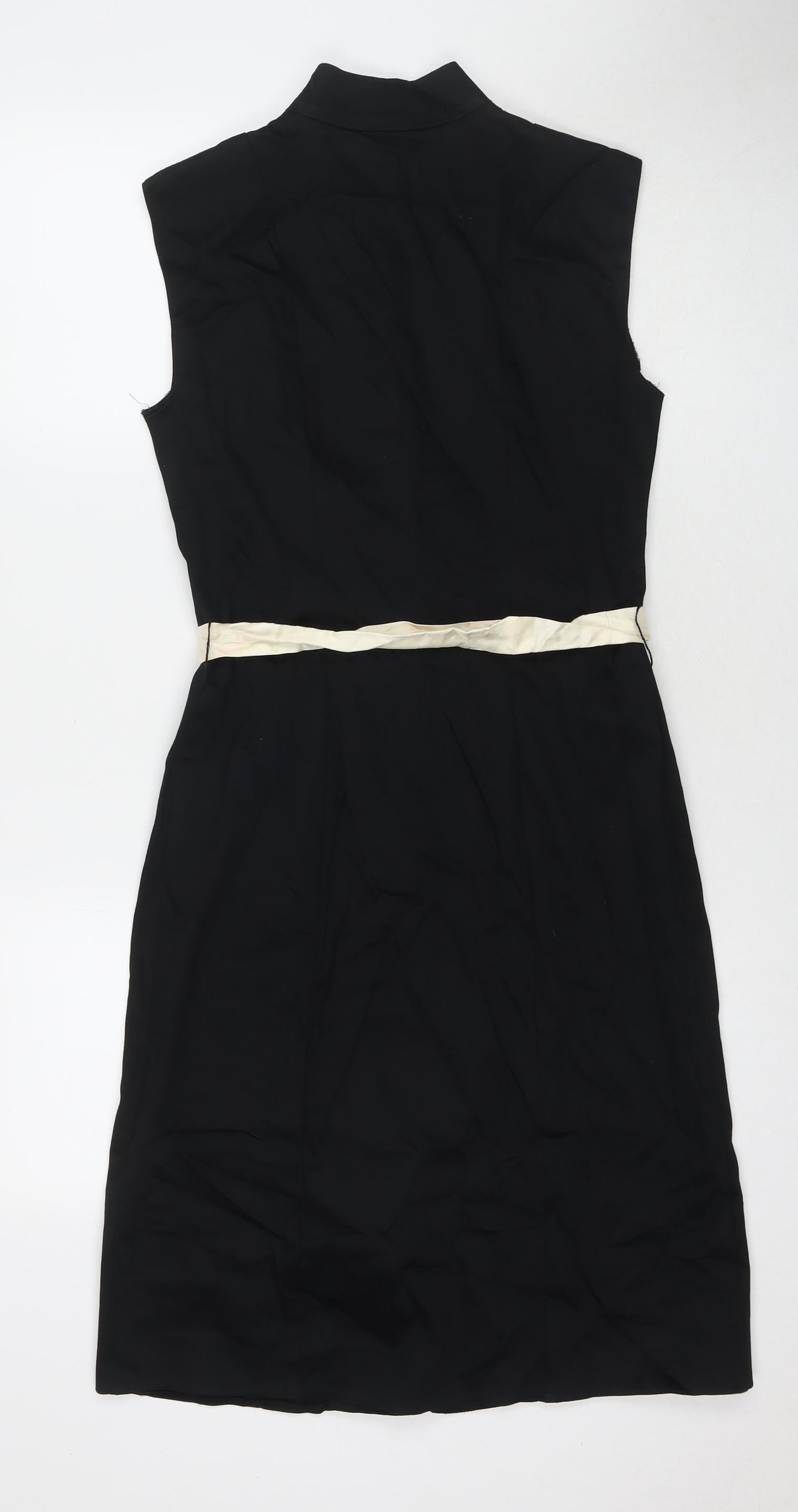 Dorothy Perkins Womens Black Cotton Pencil Dress Size 10 V-Neck Button