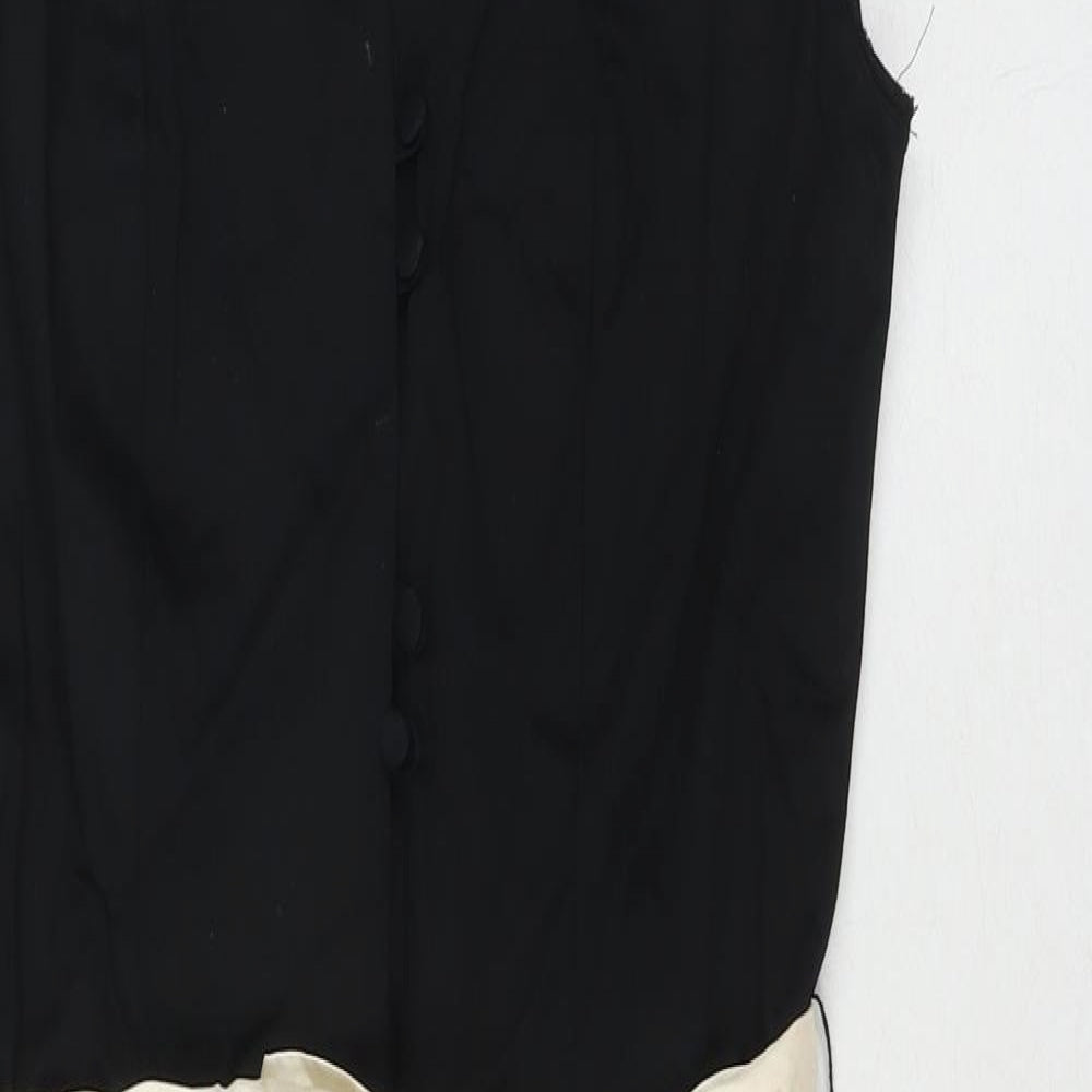 Dorothy Perkins Womens Black Cotton Pencil Dress Size 10 V-Neck Button