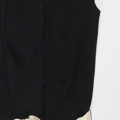 Dorothy Perkins Womens Black Cotton Pencil Dress Size 10 V-Neck Button