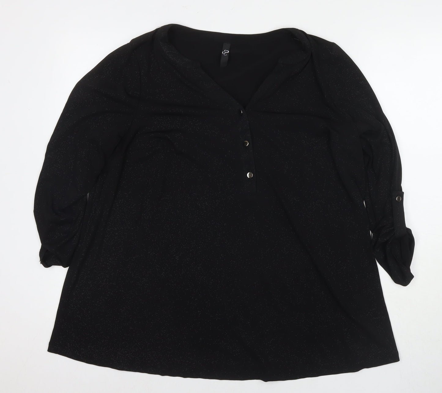 Arcadia Womens Black Polyester Basic Blouse Size 20 V-Neck