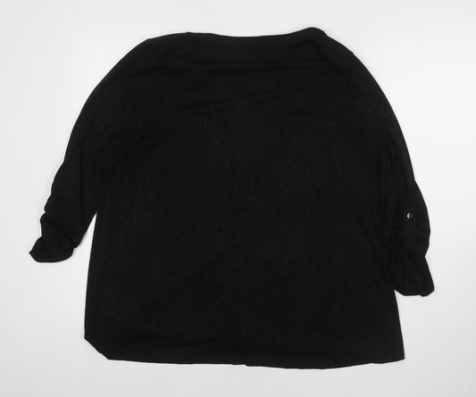 Arcadia Womens Black Polyester Basic Blouse Size 20 V-Neck