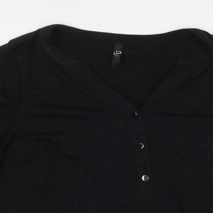 Arcadia Womens Black Polyester Basic Blouse Size 20 V-Neck