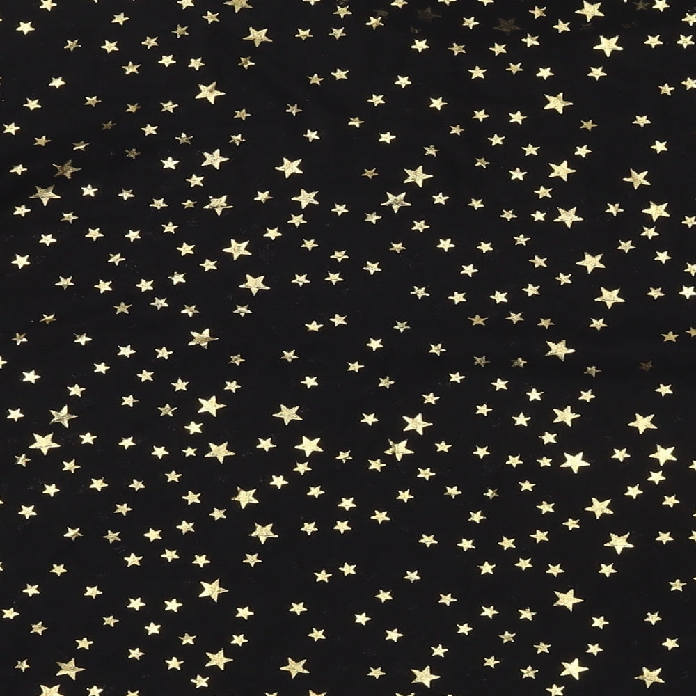 Glamorous Womens Black Geometric Polyester Basic T-Shirt Size 10 Round Neck - Stars