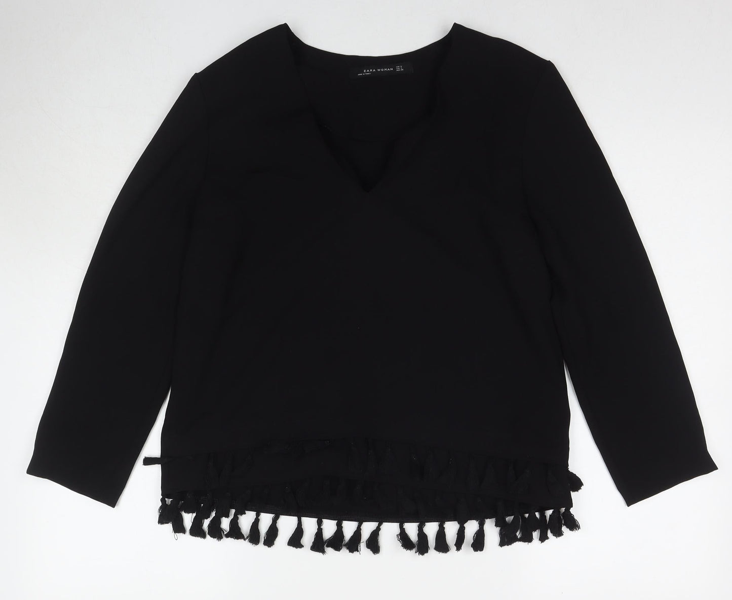 Womens UK Size S Zara Black Basic Blouse
