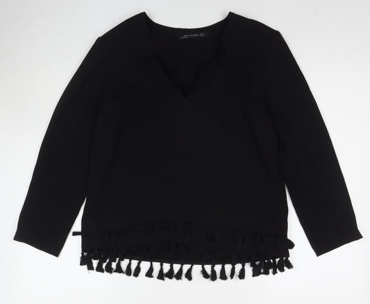 Womens UK Size S Zara Black Basic Blouse