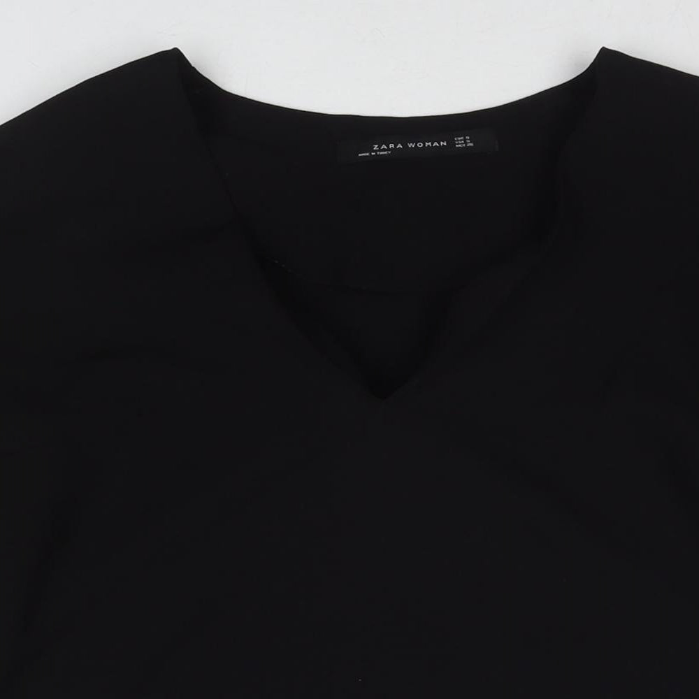 Womens UK Size S Zara Black Basic Blouse