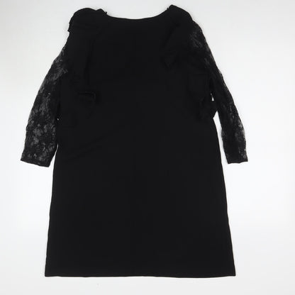 Zara Womens Black Polyester A-Line Size S Round Neck Pullover