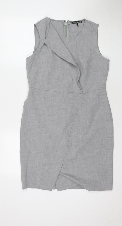 NEXT Womens Grey Polyester A-Line Size 14 Round Neck Zip