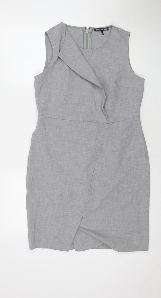 NEXT Womens Grey Polyester A-Line Size 14 Round Neck Zip