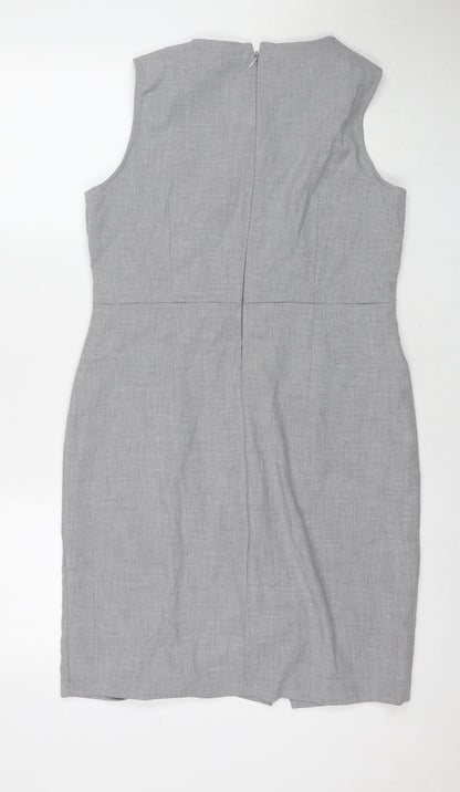 NEXT Womens Grey Polyester A-Line Size 14 Round Neck Zip