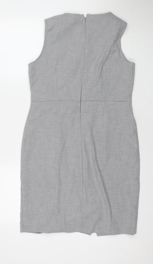NEXT Womens Grey Polyester A-Line Size 14 Round Neck Zip
