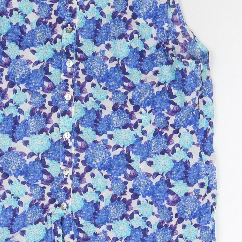 Womens UK Size 16 Wallis Blue Basic Button-Up