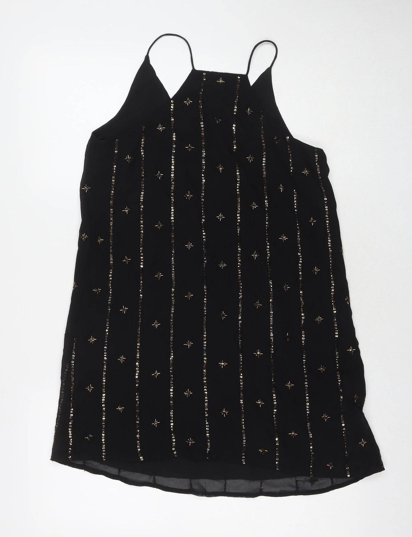 LOFT Womens Black Polyester A-Line Size XS Round Neck Pullover - Sequin Detail