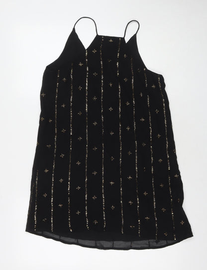 LOFT Womens Black Polyester A-Line Size XS Round Neck Pullover - Sequin Detail