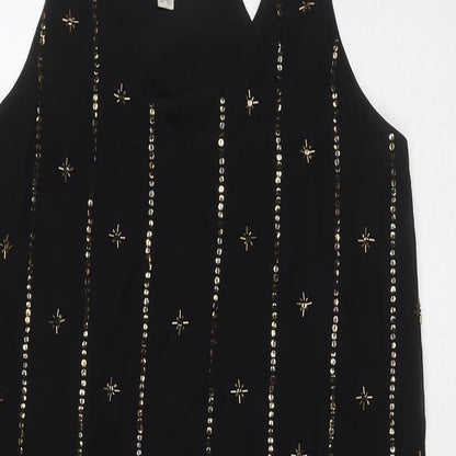 LOFT Womens Black Polyester A-Line Size XS Round Neck Pullover - Sequin Detail