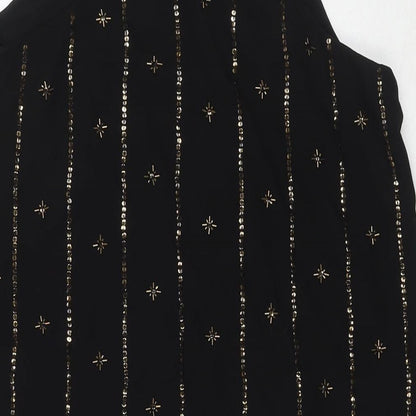 LOFT Womens Black Polyester A-Line Size XS Round Neck Pullover - Sequin Detail