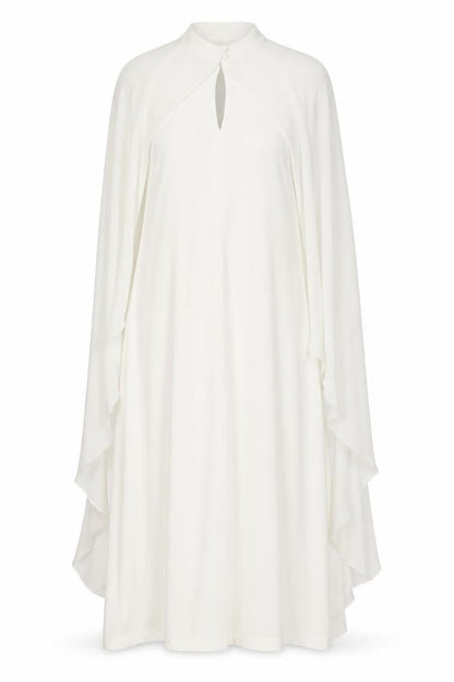 KON KON Womens White Polyester A-Line Size M Round Neck Button