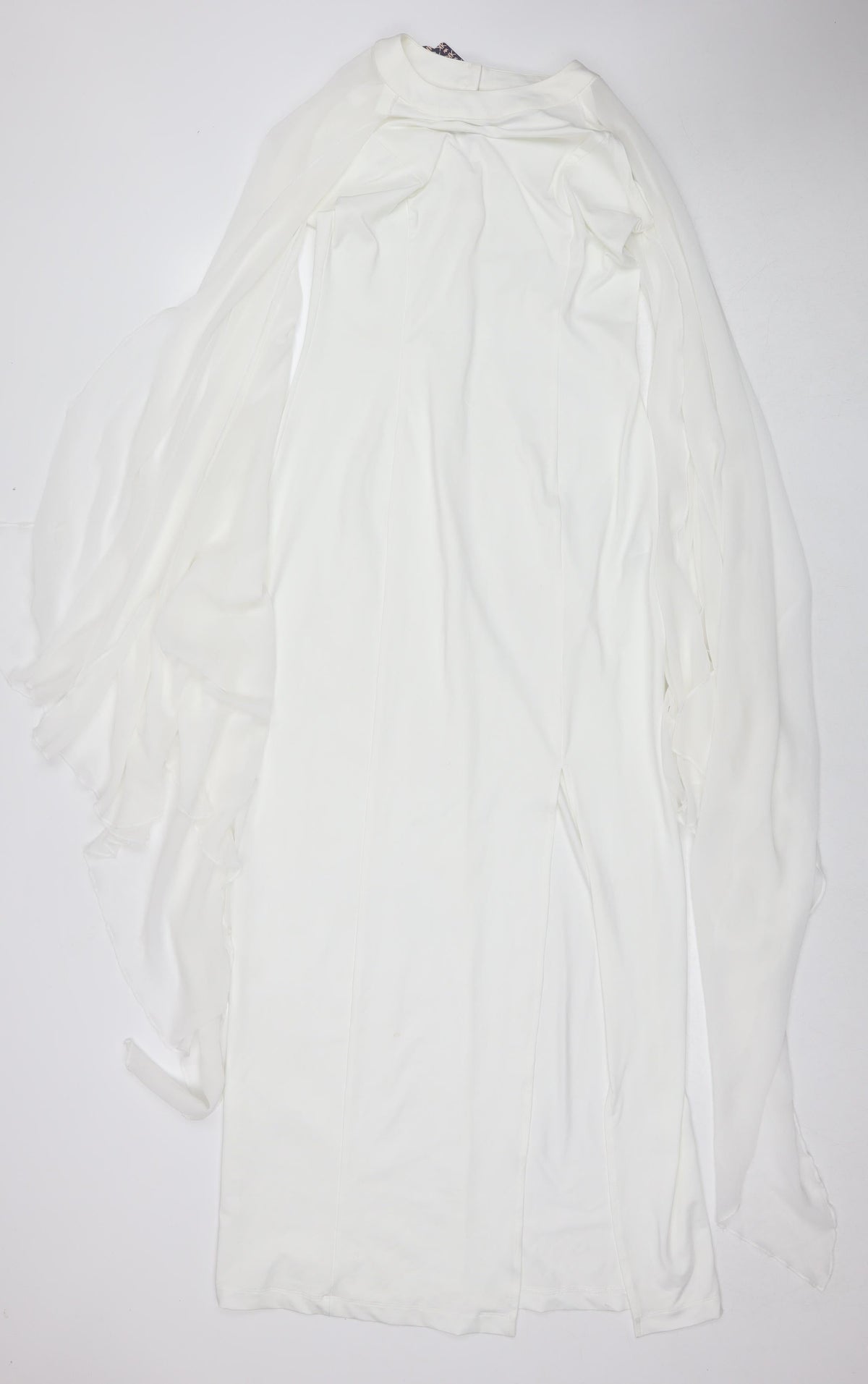 KON KON Womens White Polyester A-Line Size M Round Neck Button