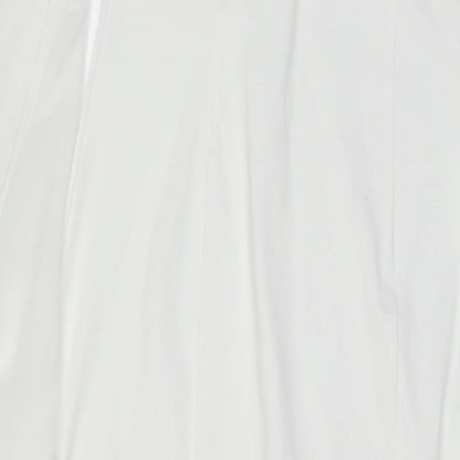 KON KON Womens White Polyester A-Line Size M Round Neck Button