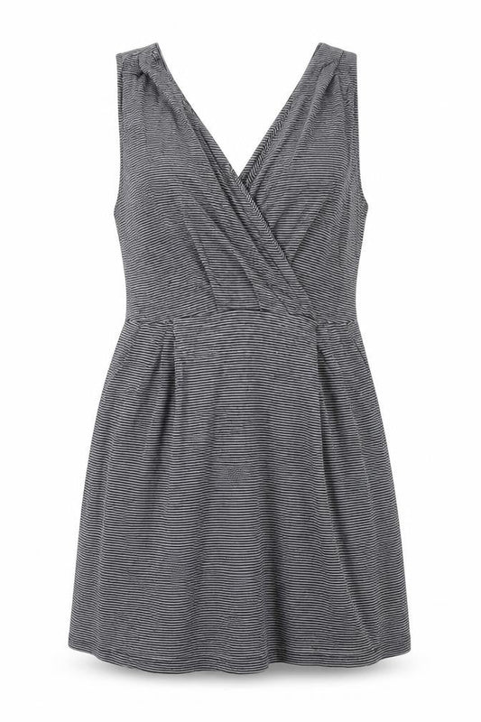 Gap Womens Black Striped Cotton A-Line Size L V-Neck Pullover