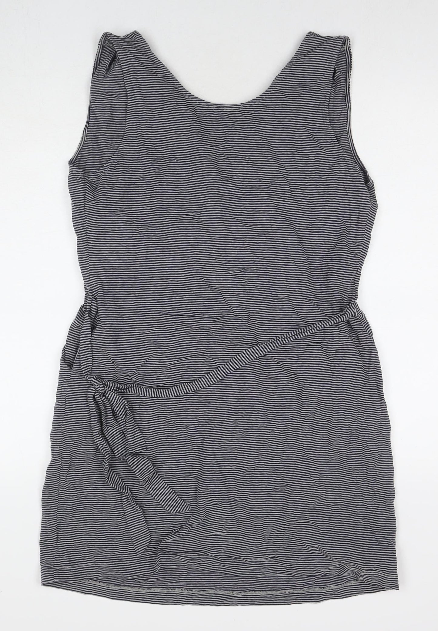 Gap Womens Black Striped Cotton A-Line Size L V-Neck Pullover