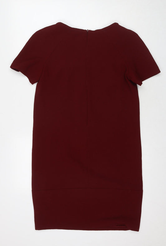 Marks and Spencer Womens Red Polyester A-Line Size 8 Round Neck Pullover