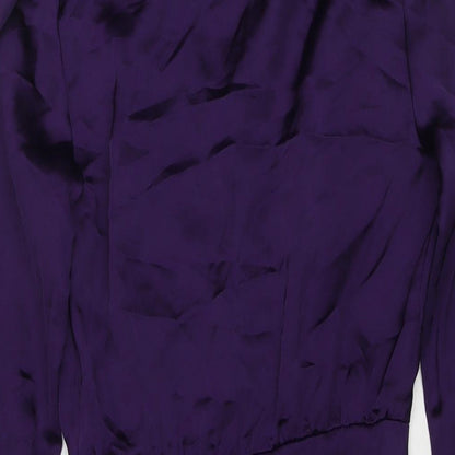 Zara Womens Purple Polyester A-Line Size XS V-Neck Zip - Tasseled