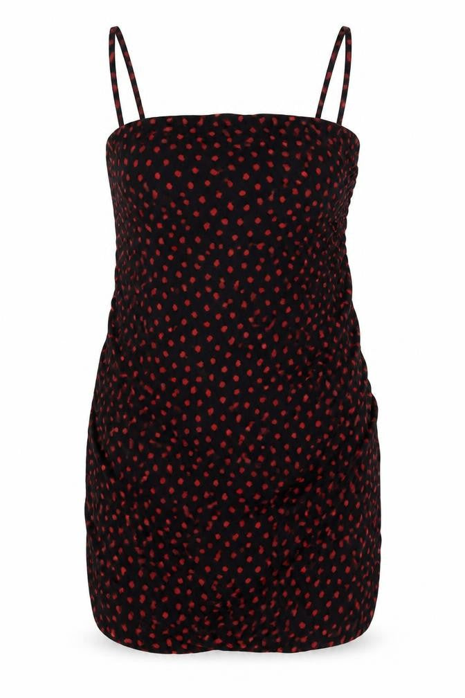Motel Rocks Womens Black Geometric Viscose Tank Dress Size M Square Neck Zip