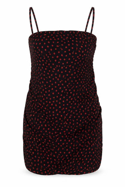 Motel Rocks Womens Black Geometric Viscose Tank Dress Size M Square Neck Zip