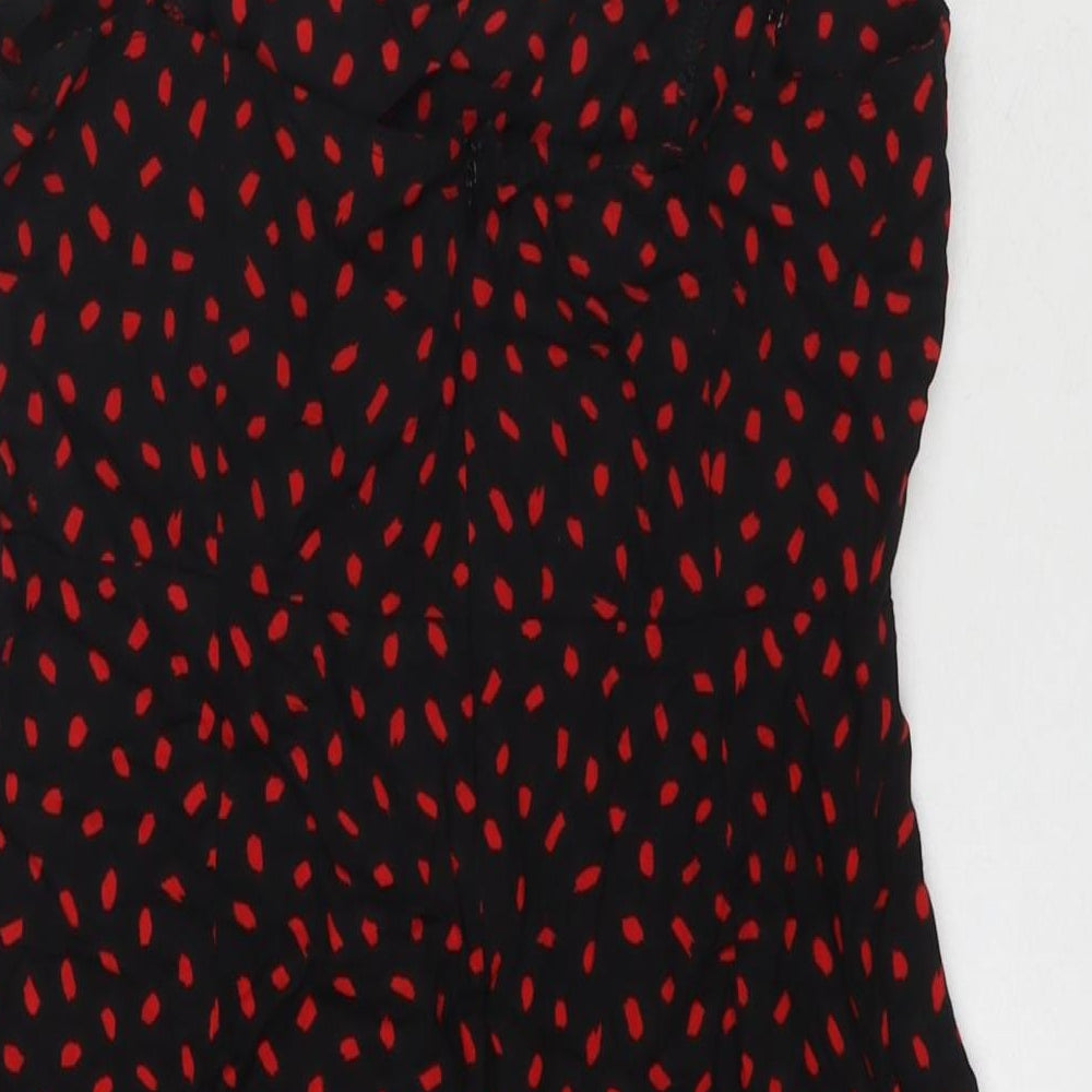 Motel Womens Black Geometric Viscose Tank Dress Size M Square Neck Zip