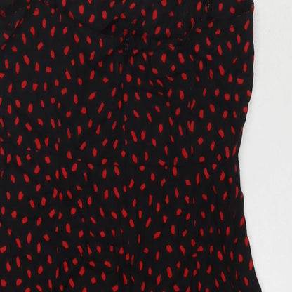Motel Womens Black Geometric Viscose Tank Dress Size M Square Neck Zip