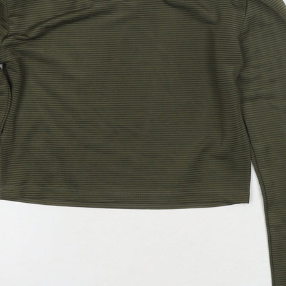 Divided by H&M Womens Green Polyester Cropped T-Shirt Size S Round Neck - Ribbed