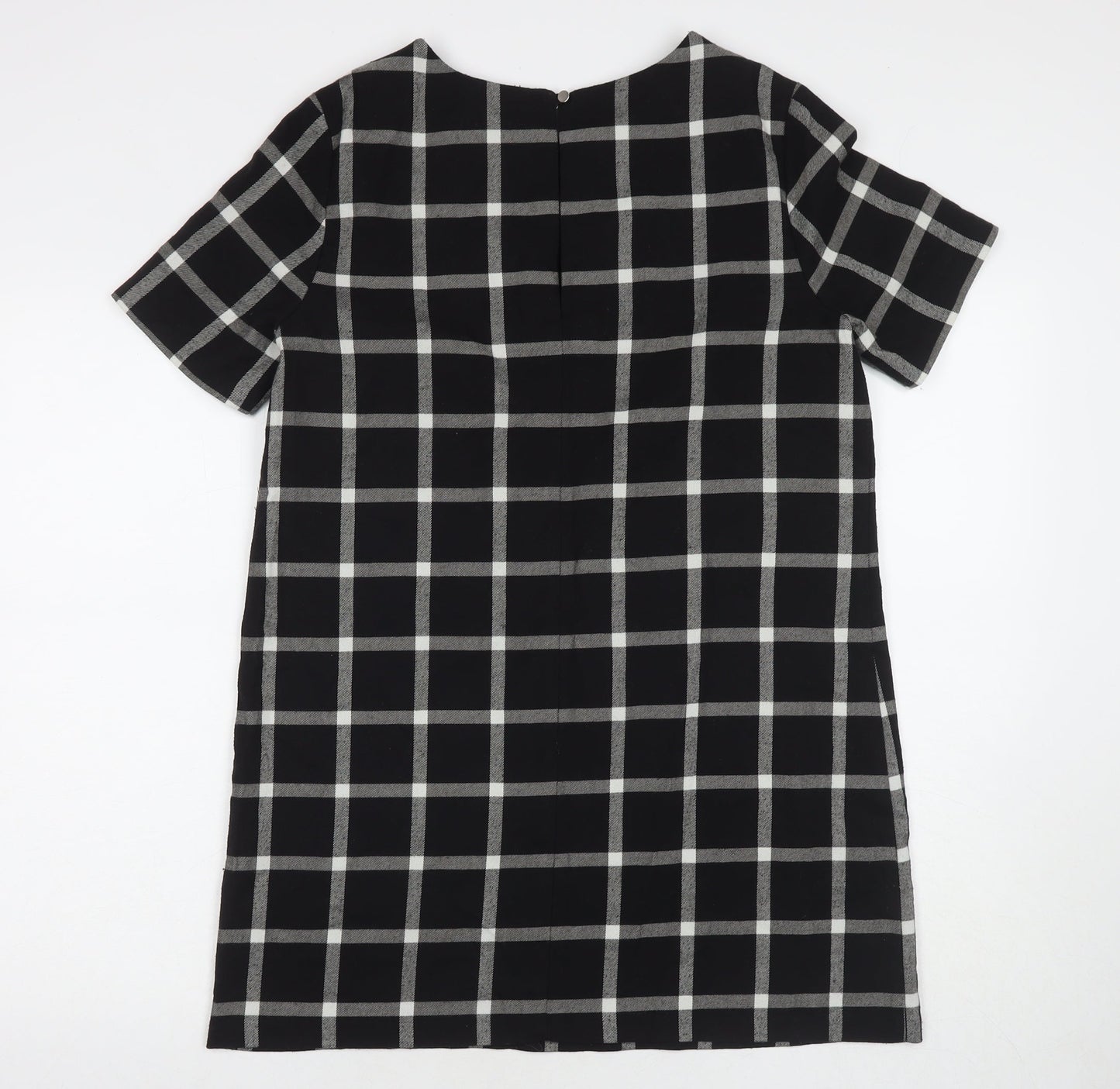 FOREVER 21 Womens Black Check Polyester A-Line Size M Round Neck Pullover